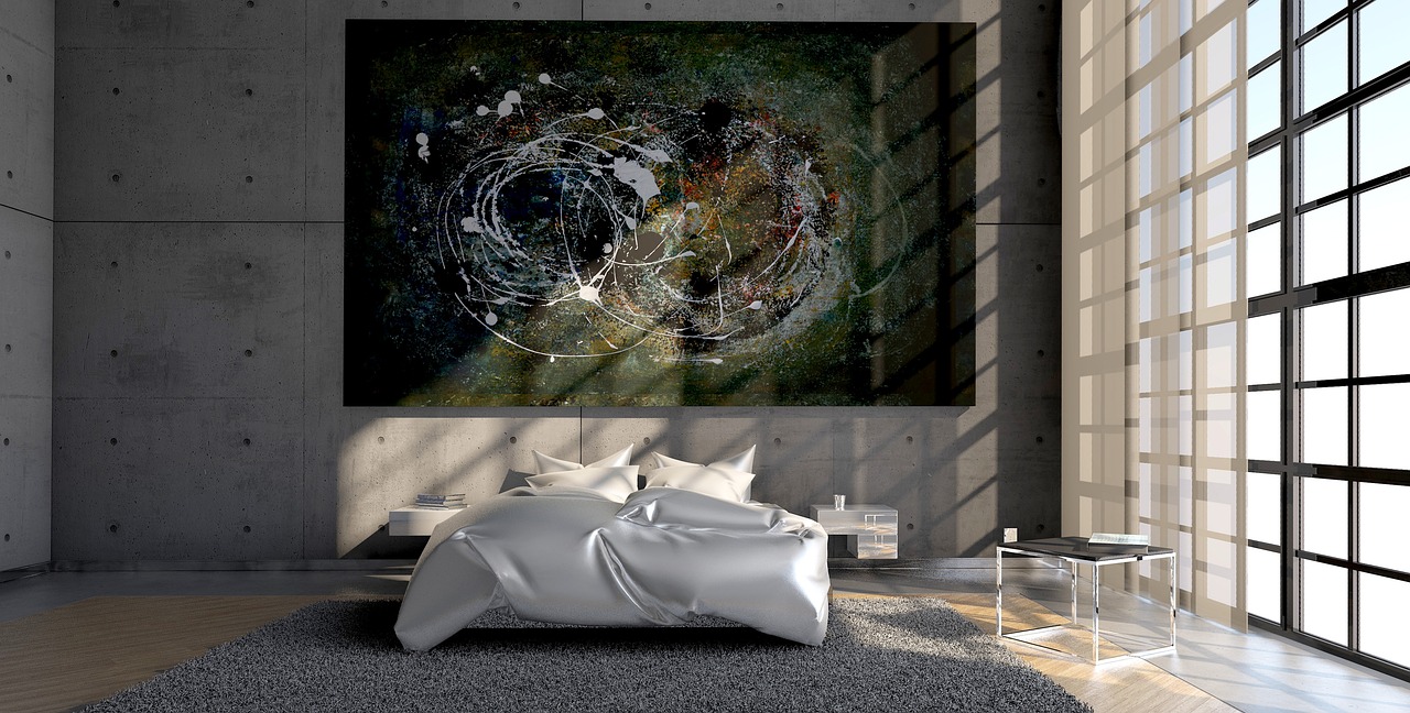 Moonlit art pieces on gallery wall bedroom