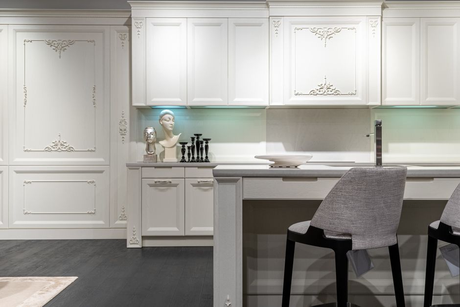 Classic kitchen featuring sleek, modern appliances.