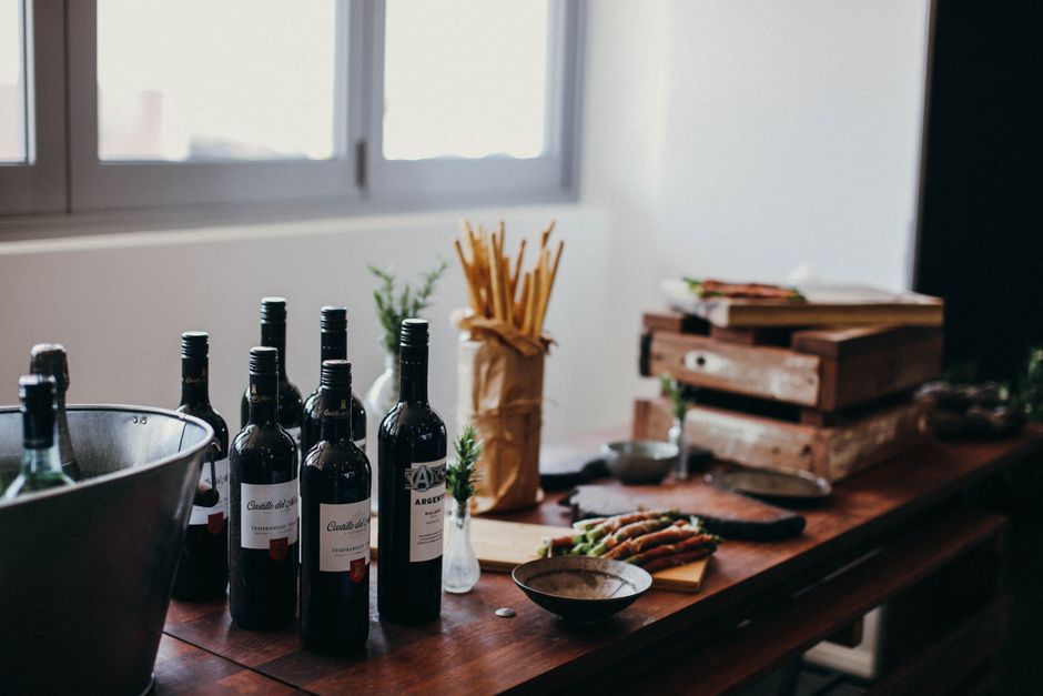 Inviting wine area featuring warm autumn hues.