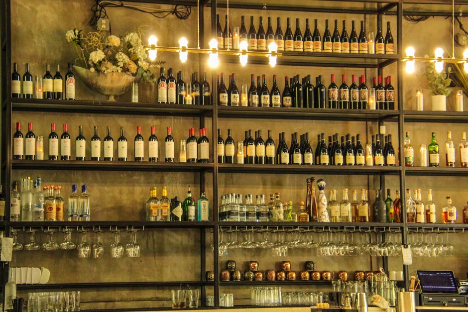 Modern wine bar with vintage elements.