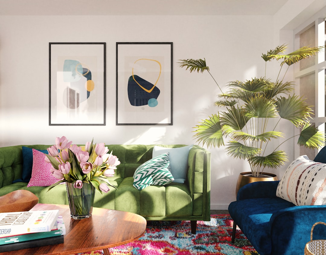 Cozy living room with vintage and modern decor.